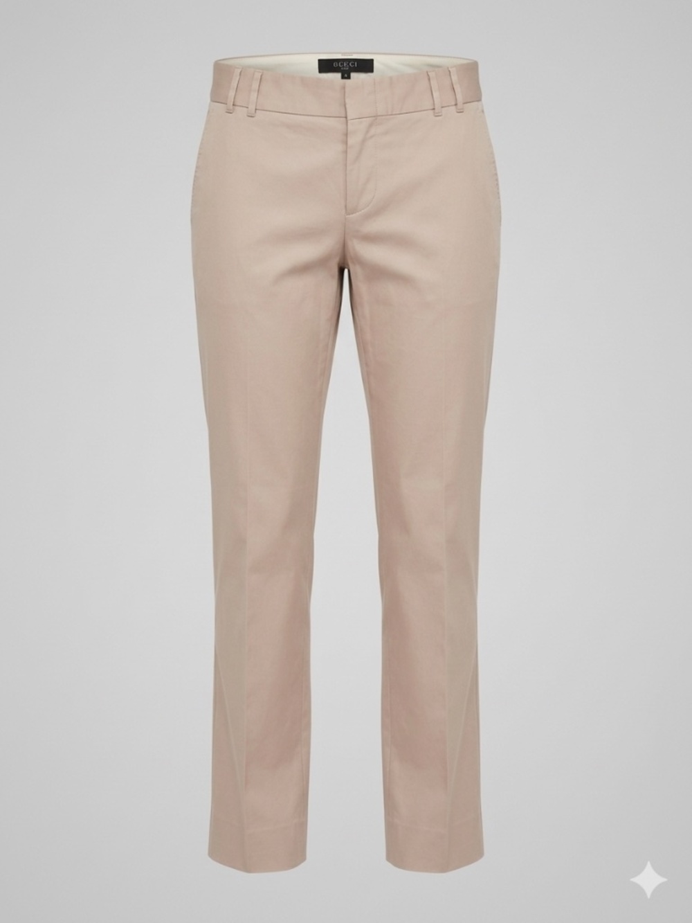 Gucci Women's Khaki Tan Cotton Tailored Trousers, Mid Rise Pants Size 42